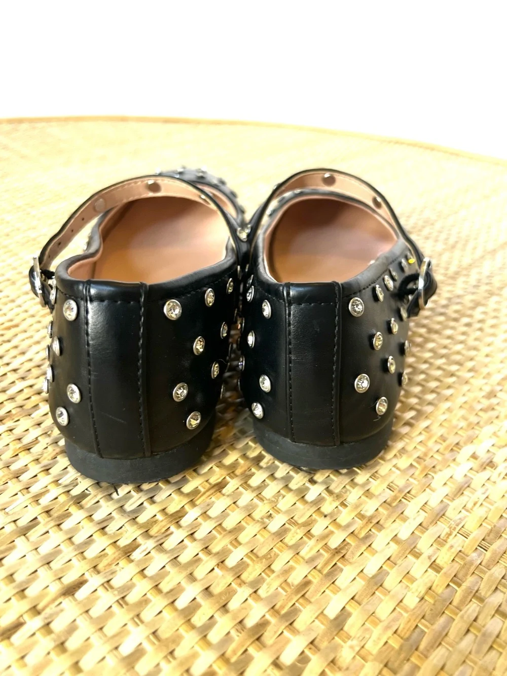 Steve Madden Jvinetar black Mary Jane flat vegan leather rhinestone studs Girl 3